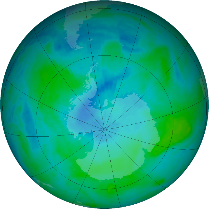 Antarctic ozone map for 07 February 2002